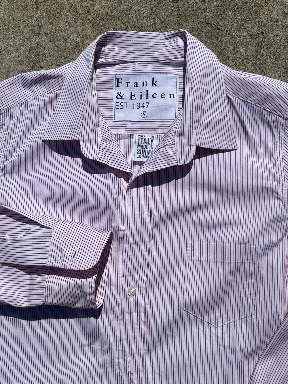 Frank and Eileen Striped Red White Eileen Cotton Long Sleeve Button Shirt Sz S